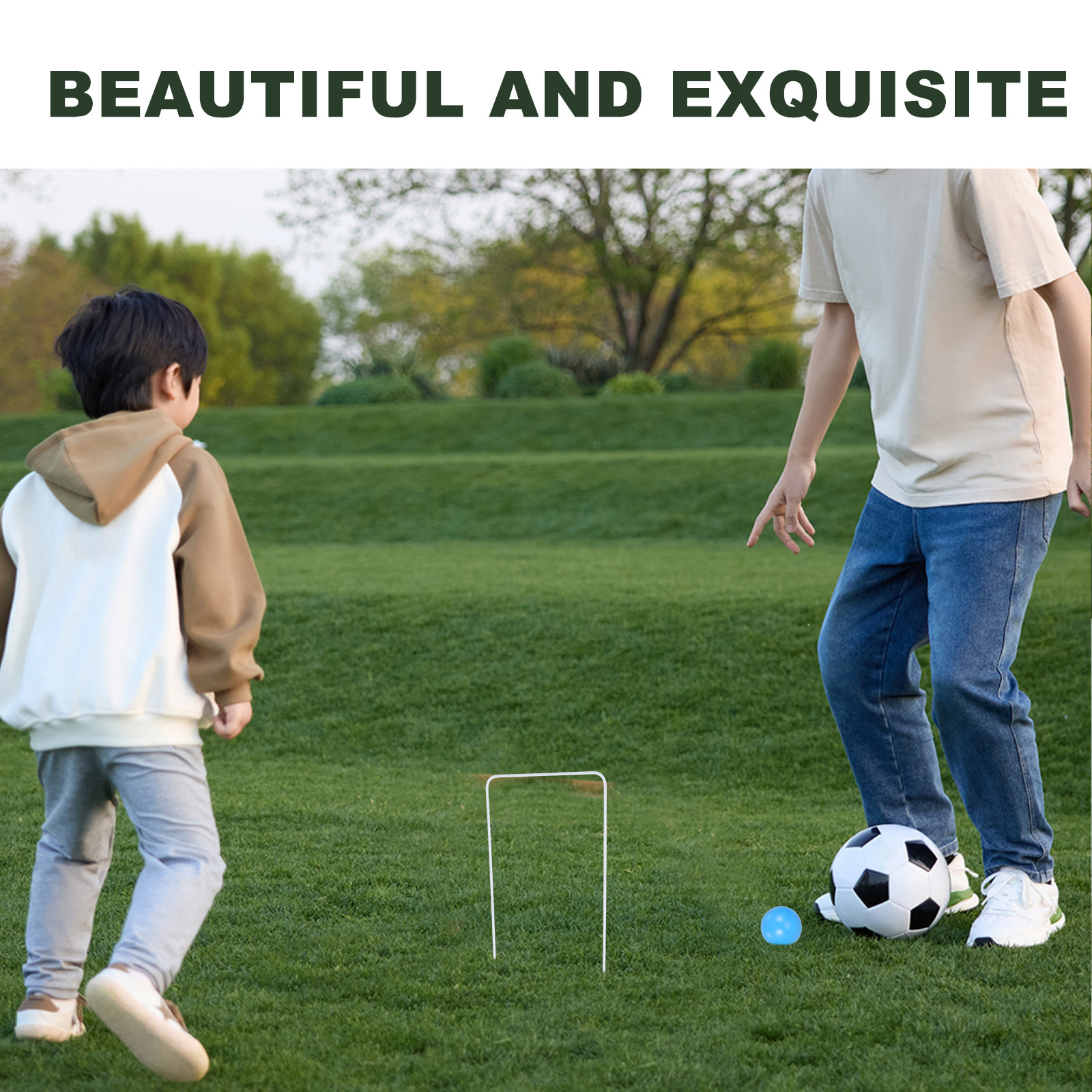 Kids Outdoor Lawn Equipment - 1Set Kids Croquet Set Wooden Balls