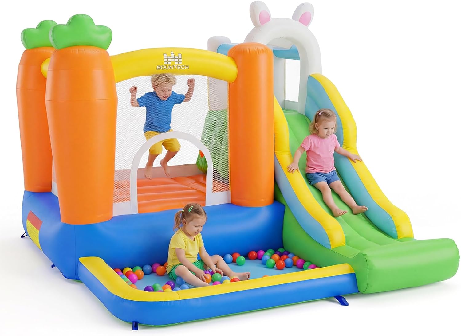 Kids Outdoor Basketball Hoop - Inflatable Bounce House with Ball Pit