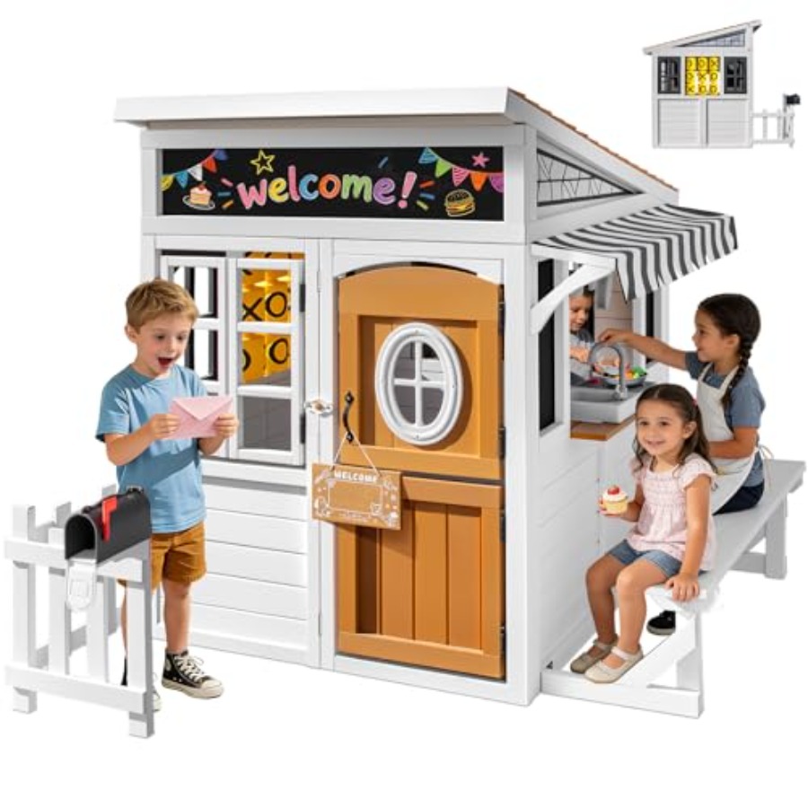 Kids Outdoor Kitchen - Outdoor playhouse for kids 3-12, cedar