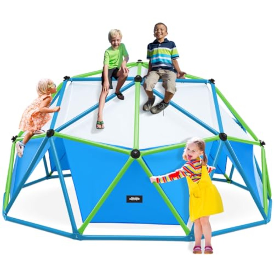 Kids Outdoor Wooden Climbing Frame - Outdoor Geometric Dome Climber with 1000LBS