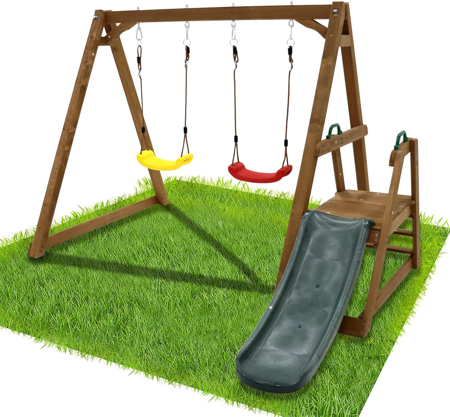 Kids Outdoor Wooden Climbing Frame - Kids Swing Set Outdoor and Slide