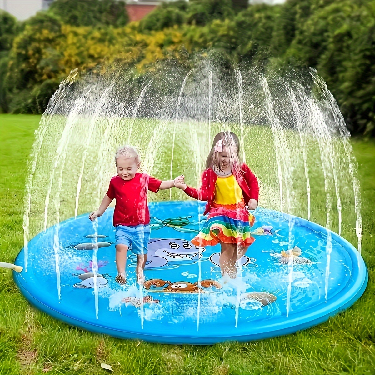 Children Play Spray Mat 100cm  - Slip Slide Water Mat 评论和价格