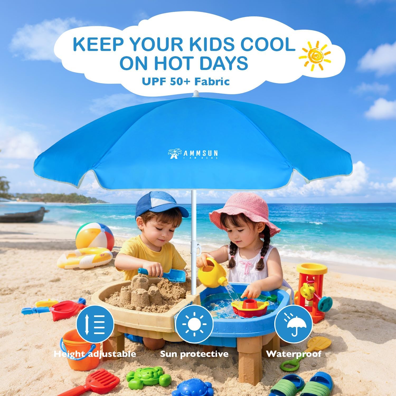 5ft Beach Umbrella for Sand an - Kids Outdoor Water 评论和价格