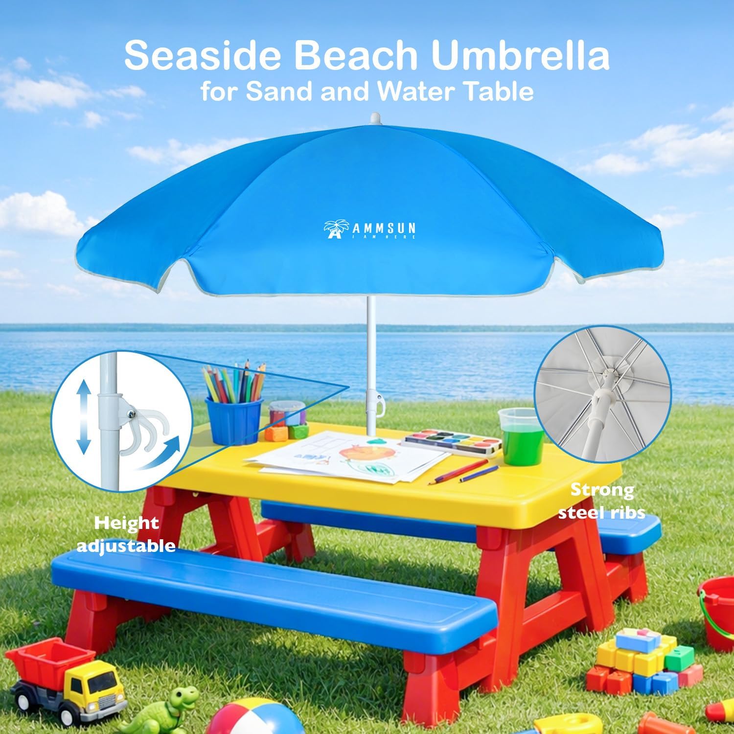 5ft Beach Umbrella for Sand an - Kids Outdoor Water 评论和价格