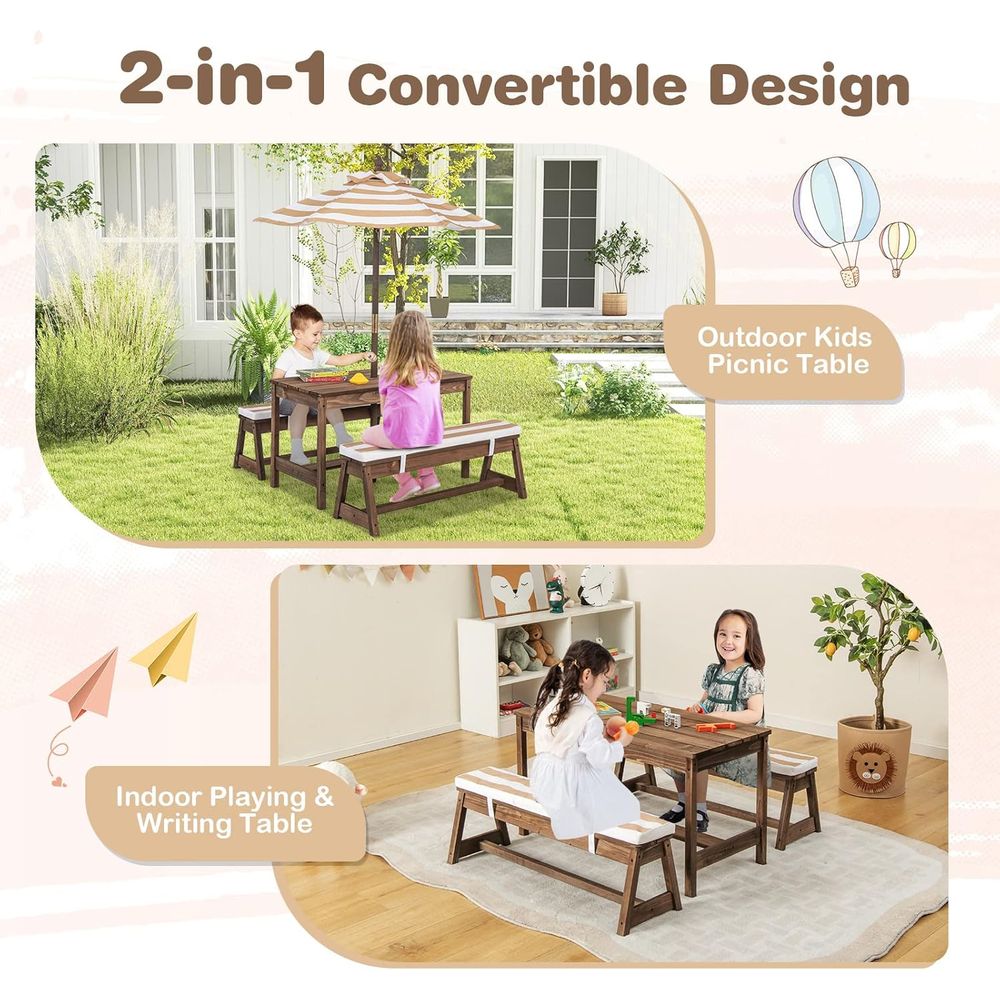 Kids Picnic Table, Outdoor Woo - Kids Outdoor Umbrella 评论和价格