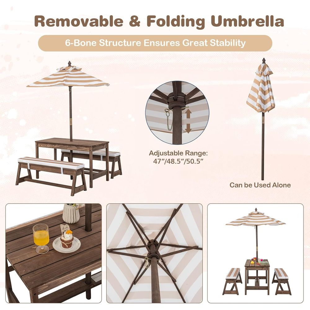 Kids Picnic Table, Outdoor Woo - Kids Outdoor Umbrella 评论和价格