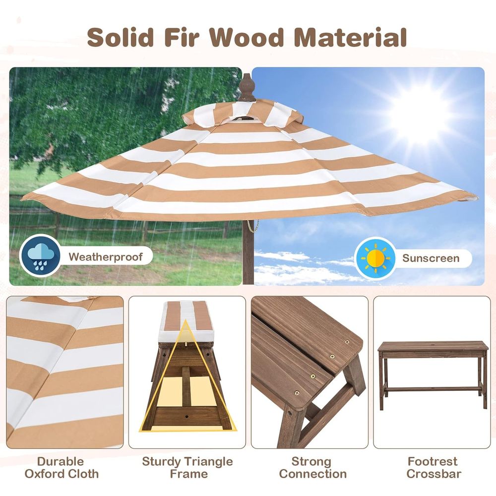 Kids Picnic Table, Outdoor Woo - Kids Outdoor Umbrella 评论和价格
