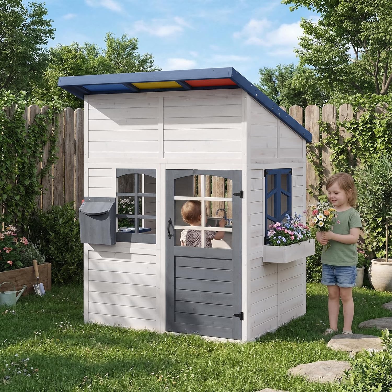 Wooden Kids Outdoor Playhouse  - Kids Outdoor Kitchen 评论和价格