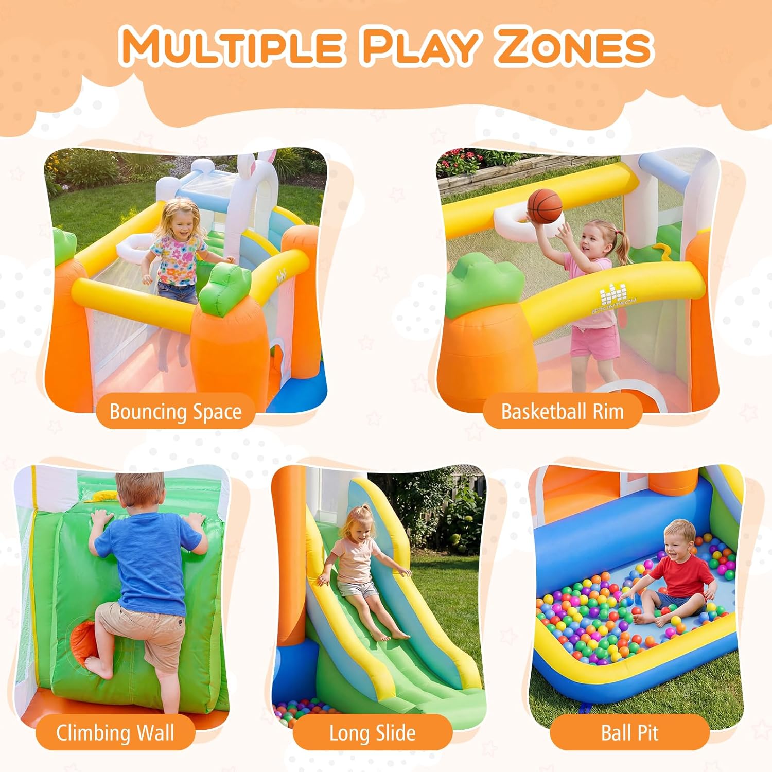 Inflatable Bounce House with B - Kids Outdoor Basketball Hoop 评论和价格