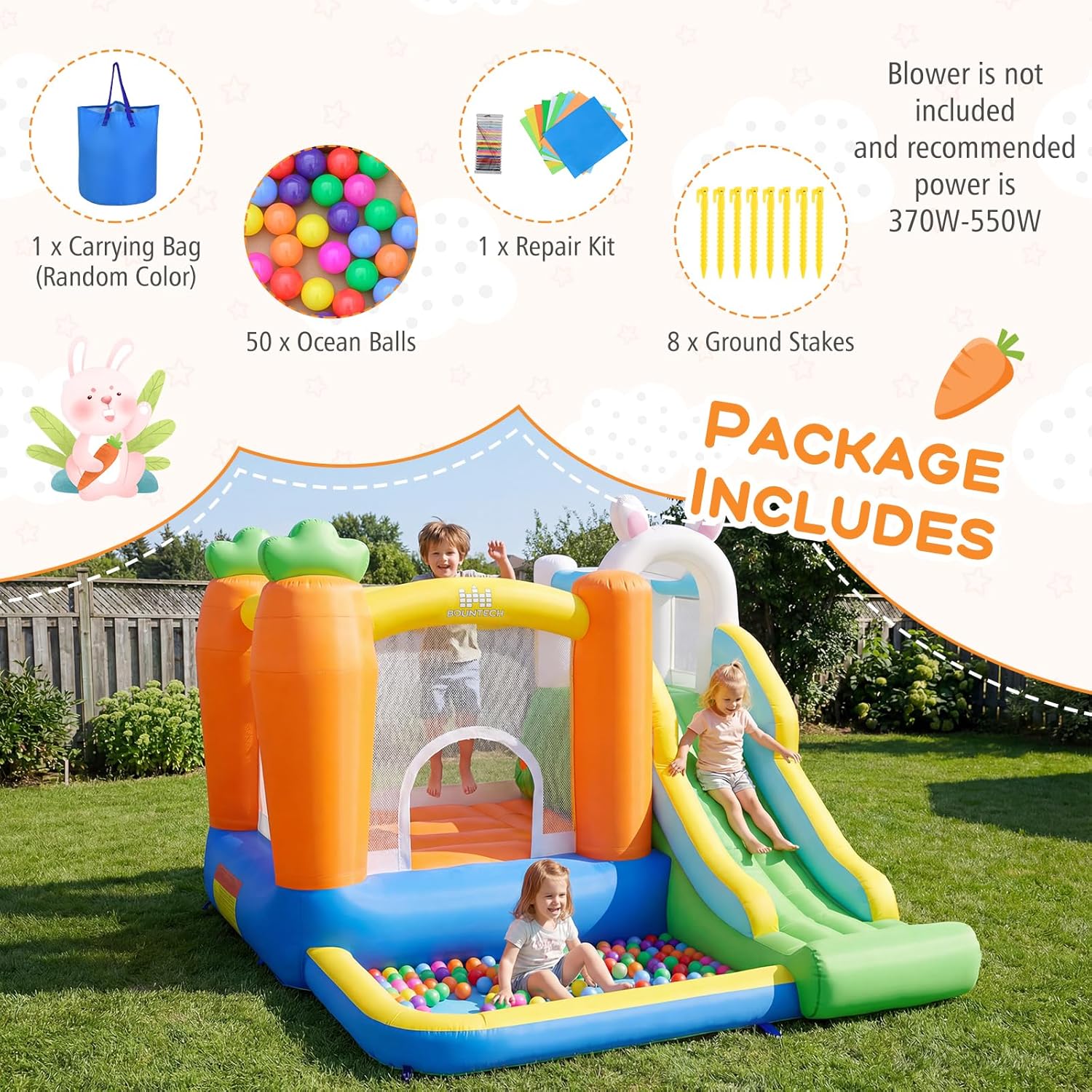 Inflatable Bounce House with B - Kids Outdoor Basketball Hoop 评论和价格