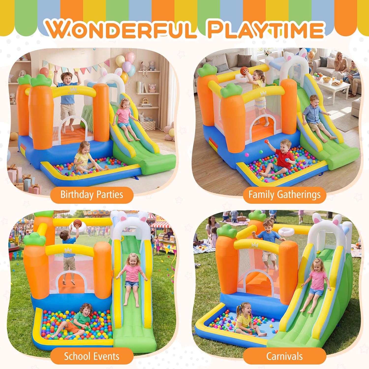 Inflatable Bounce House with B - Kids Outdoor Basketball Hoop 评论和价格