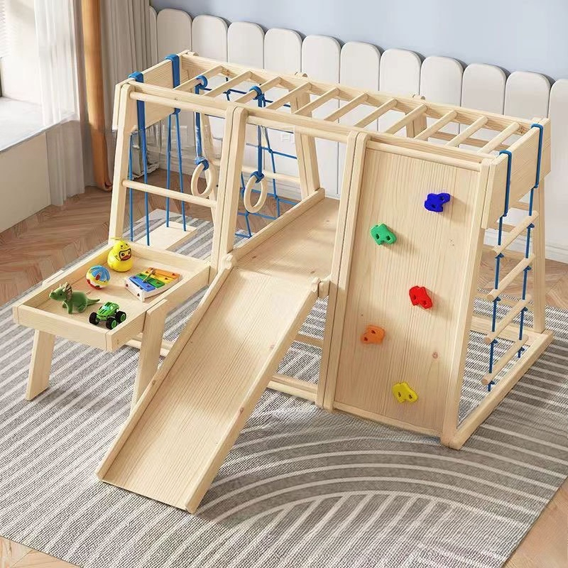 Wooden Climbing Frame with Sli - Kids Outdoor Wooden Climbing Frame 评论和价格