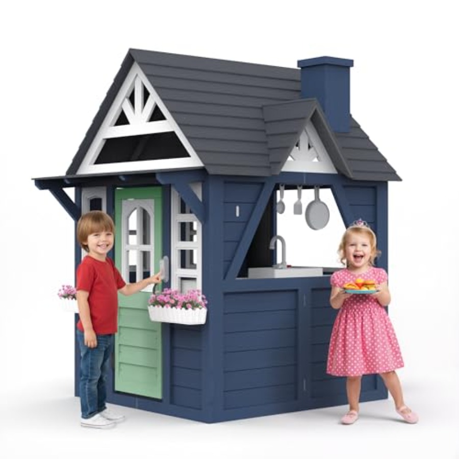 Outdoor kids playhouse: wooden - Kids Outdoor Kitchen 评论和价格