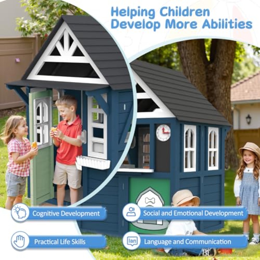 Outdoor kids playhouse: wooden - Kids Outdoor Kitchen 评论和价格
