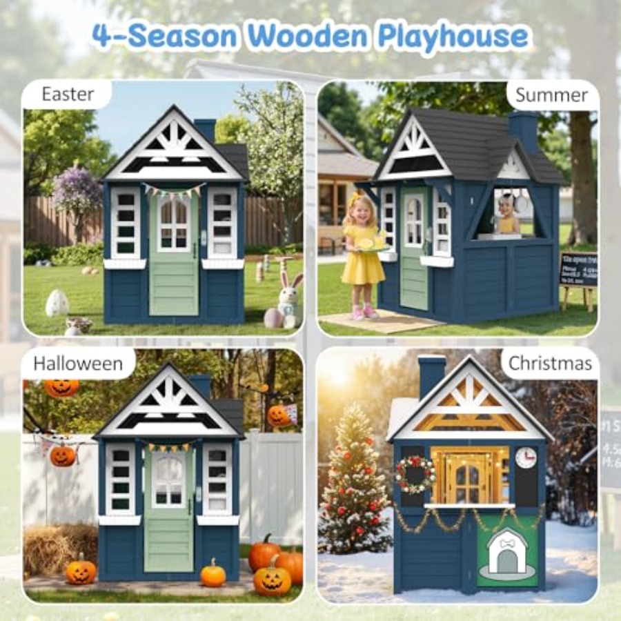 Outdoor kids playhouse: wooden - Kids Outdoor Kitchen 评论和价格