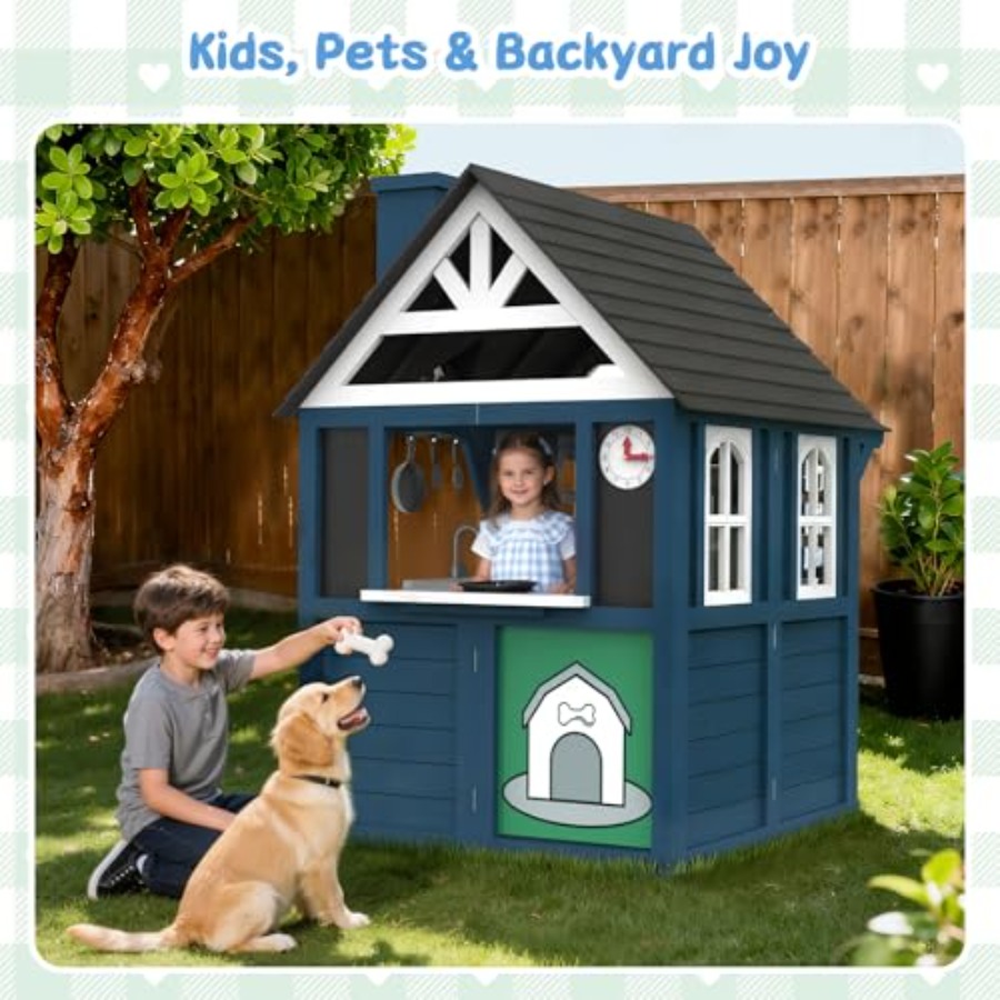 Outdoor kids playhouse: wooden - Kids Outdoor Kitchen 评论和价格