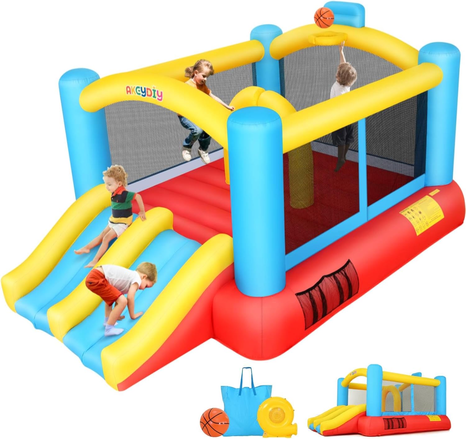 Inflatable Bouncy Castle with  - Kids Outdoor Basketball Hoop 评论和价格