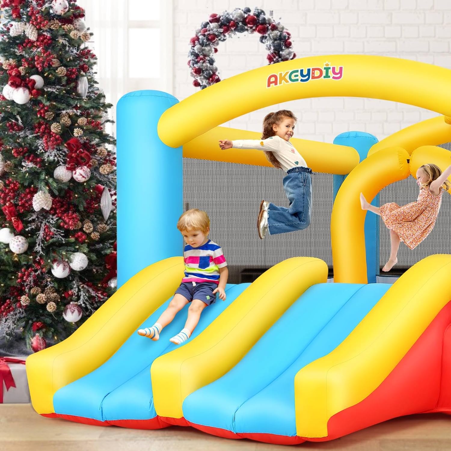 Inflatable Bouncy Castle with  - Kids Outdoor Basketball Hoop 评论和价格
