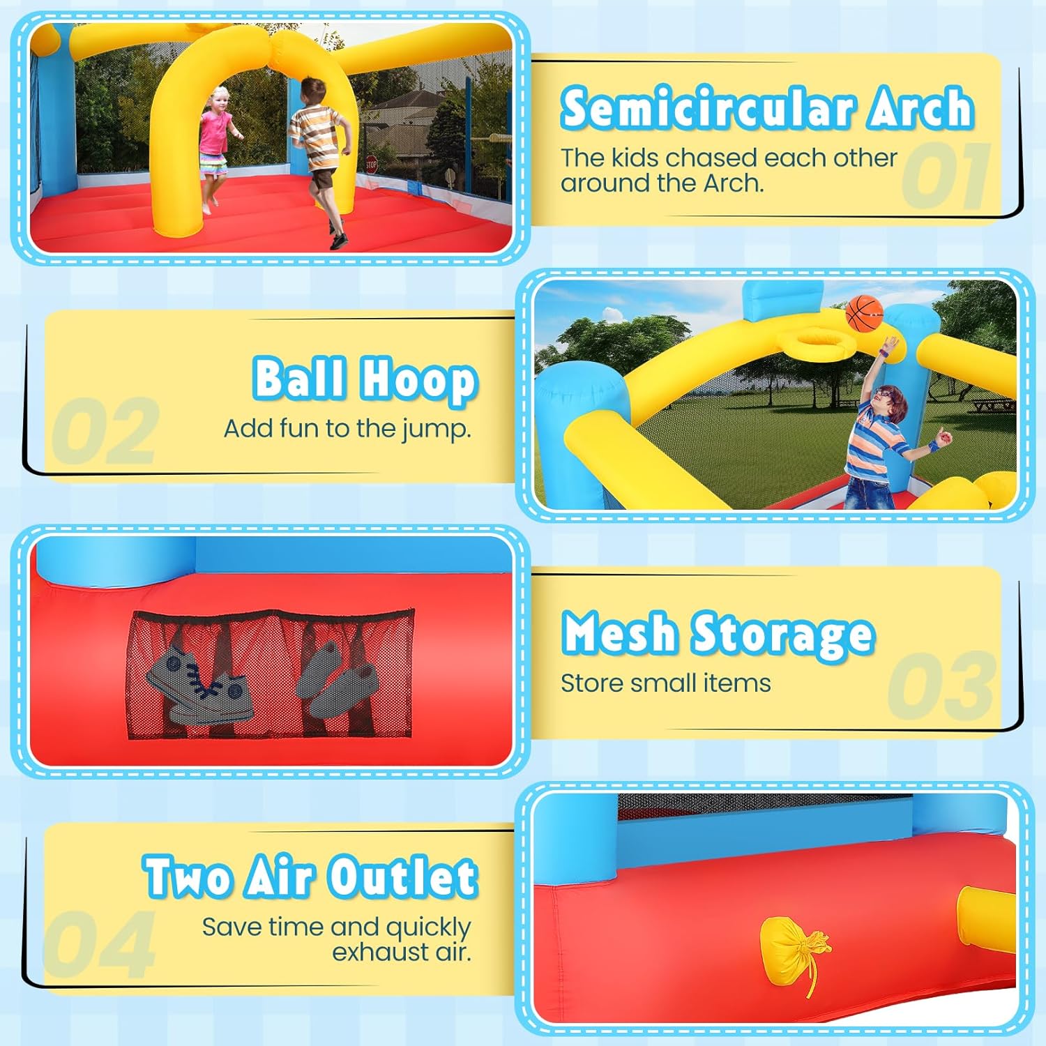 Inflatable Bouncy Castle with  - Kids Outdoor Basketball Hoop 评论和价格