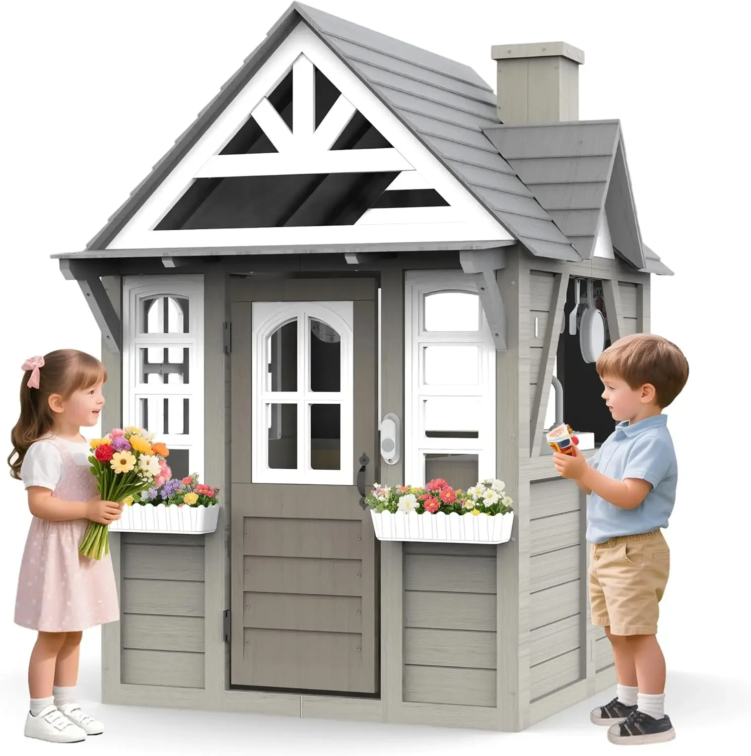 Kids Outdoor Playhouse,Cedar G - Kids Outdoor Kitchen 评论和价格