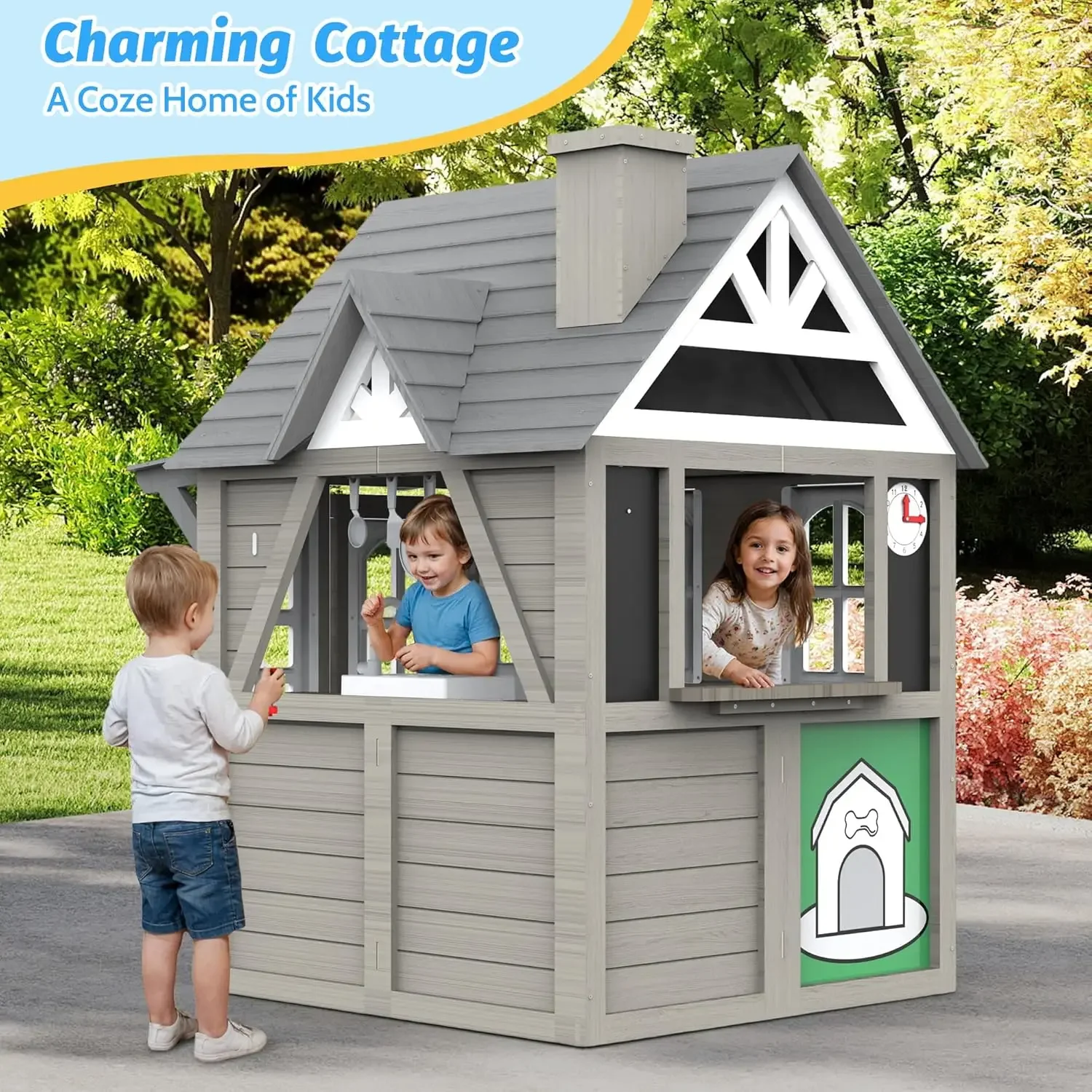Kids Outdoor Playhouse,Cedar G - Kids Outdoor Kitchen 评论和价格