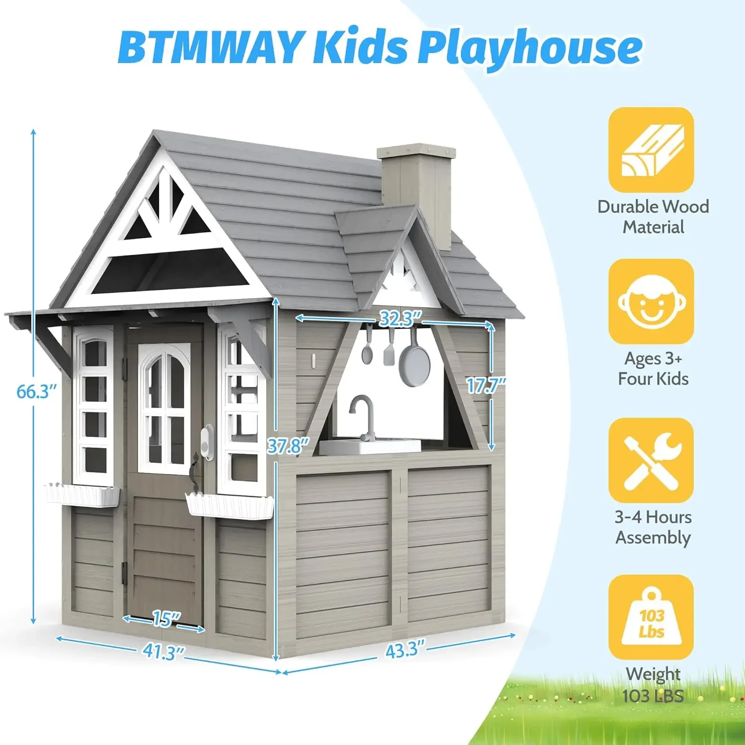 Kids Outdoor Playhouse,Cedar G - Kids Outdoor Kitchen 评论和价格