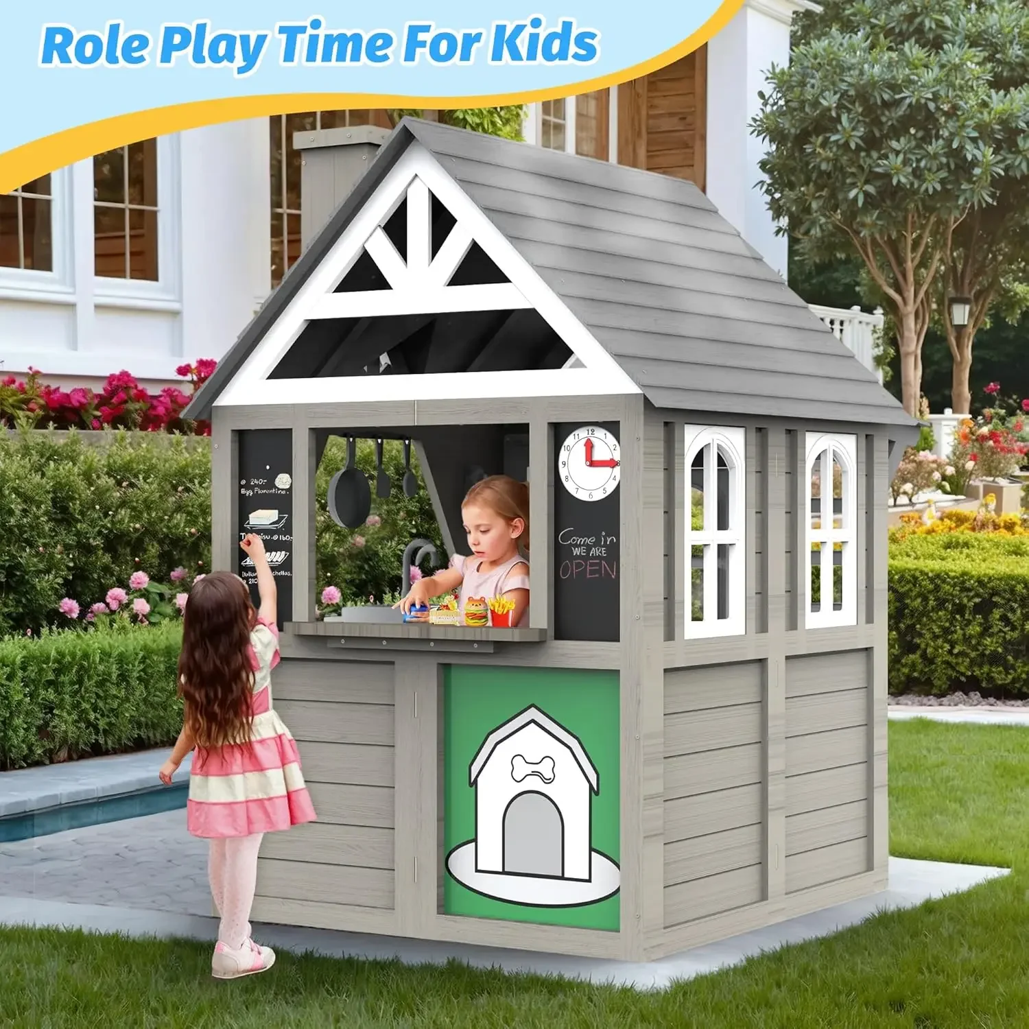 Kids Outdoor Playhouse,Cedar G - Kids Outdoor Kitchen 评论和价格