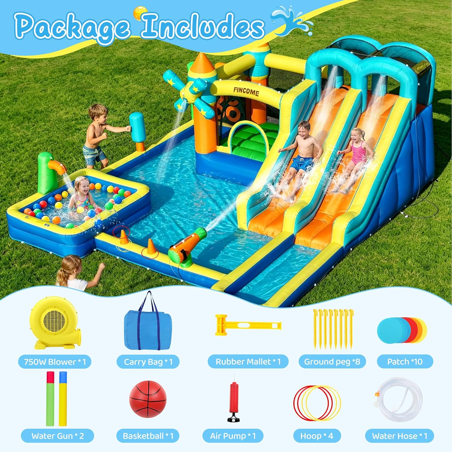 10-in-1 Inflatable Bouncy Cast - Kids Outdoor Water 评论和价格