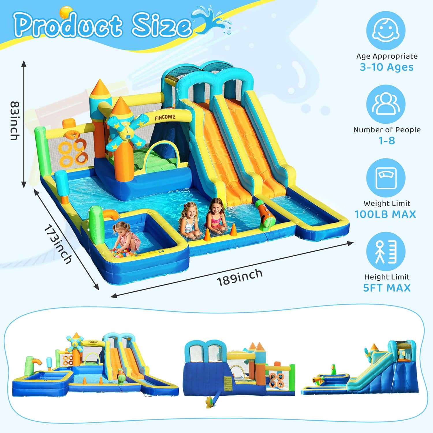 10-in-1 Inflatable Bouncy Cast - Kids Outdoor Water 评论和价格