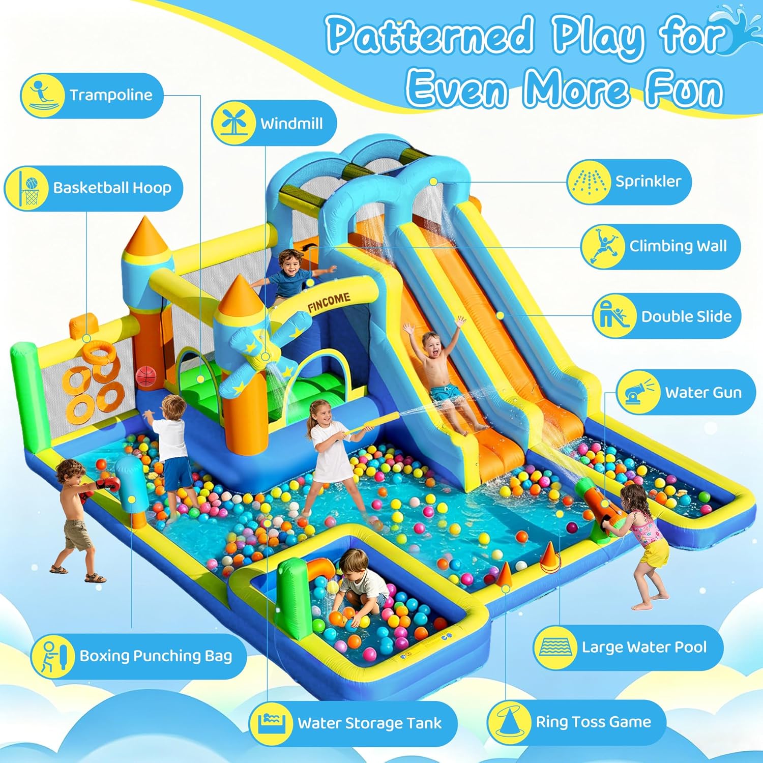 10-in-1 Inflatable Bouncy Cast - Kids Outdoor Water 评论和价格