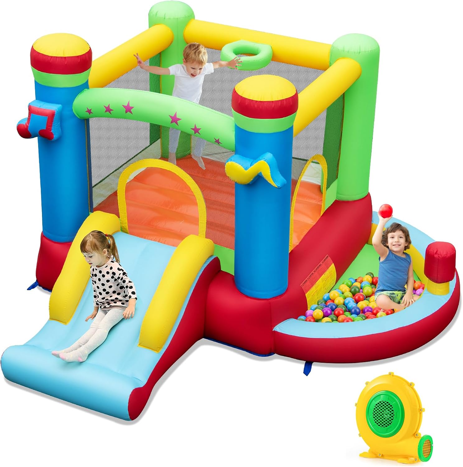 Inflatable Bounce House with B - Kids Outdoor Basketball Hoop 评论和价格