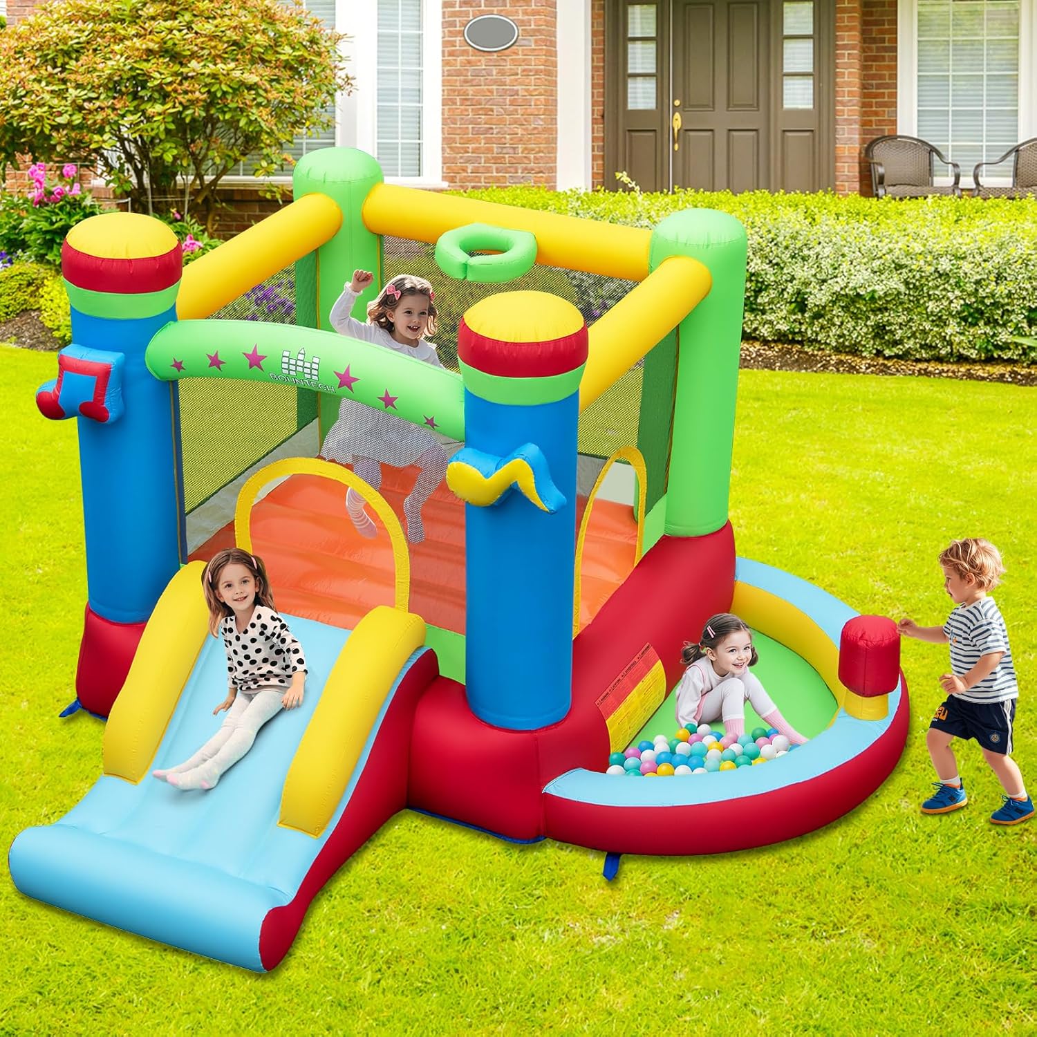 Inflatable Bounce House with B - Kids Outdoor Basketball Hoop 评论和价格