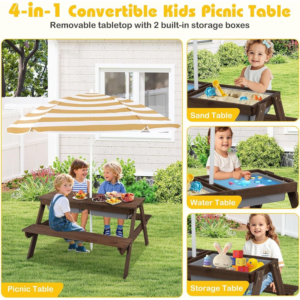 Kids Picnic Table with Sensory - Kids Outdoor Sensory Table 评论和价格