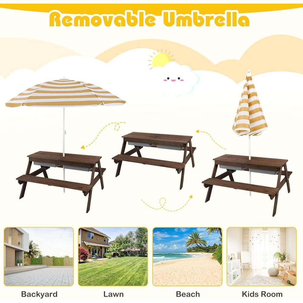 Kids Picnic Table with Sensory - Kids Outdoor Sensory Table 评论和价格