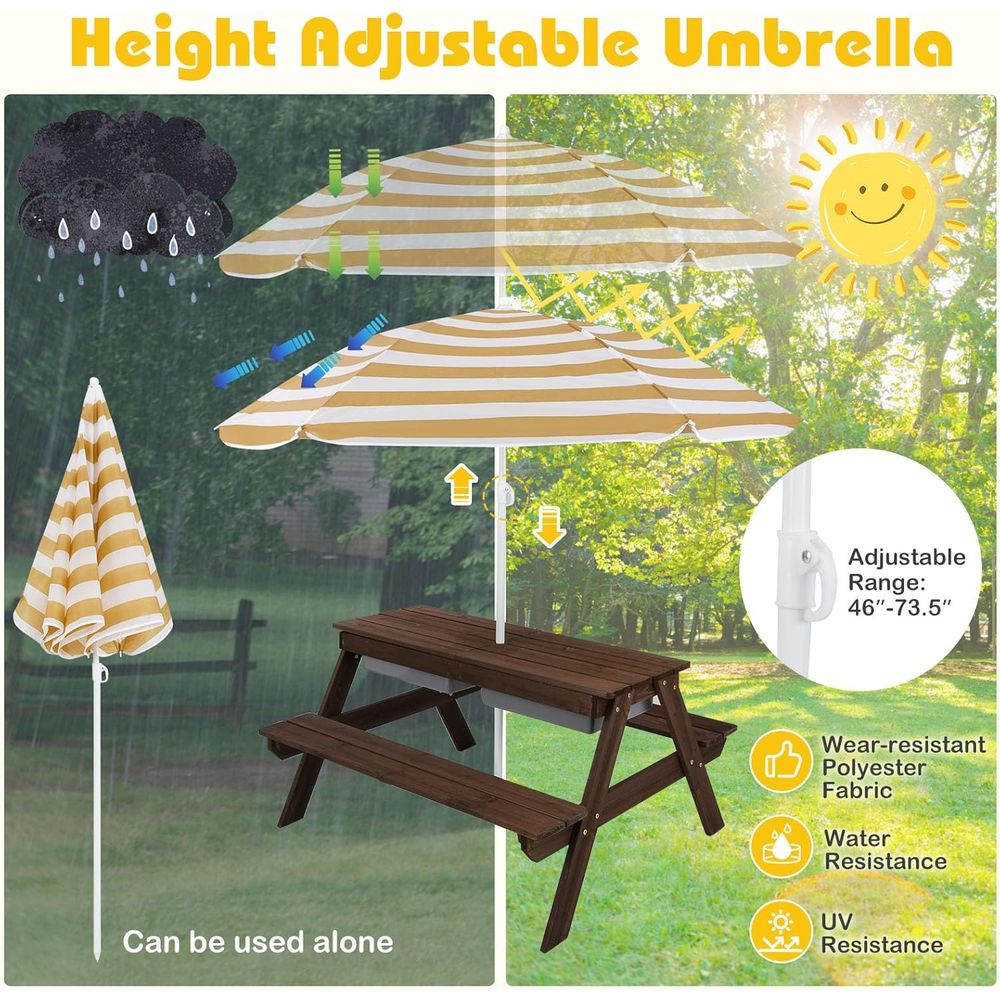 Kids Picnic Table with Sensory - Kids Outdoor Sensory Table 评论和价格