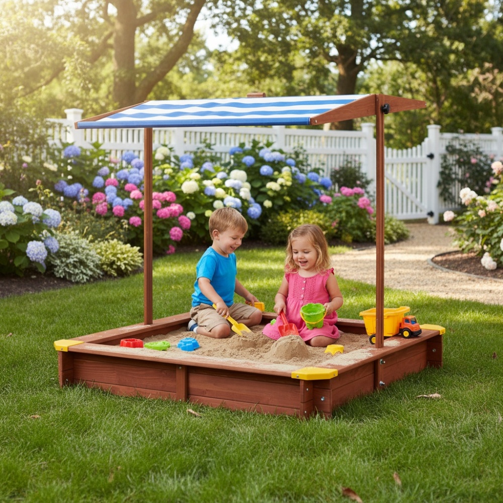 Wooden Kids Picnic Table, Sand - Kids Outdoor Umbrella 评论和价格