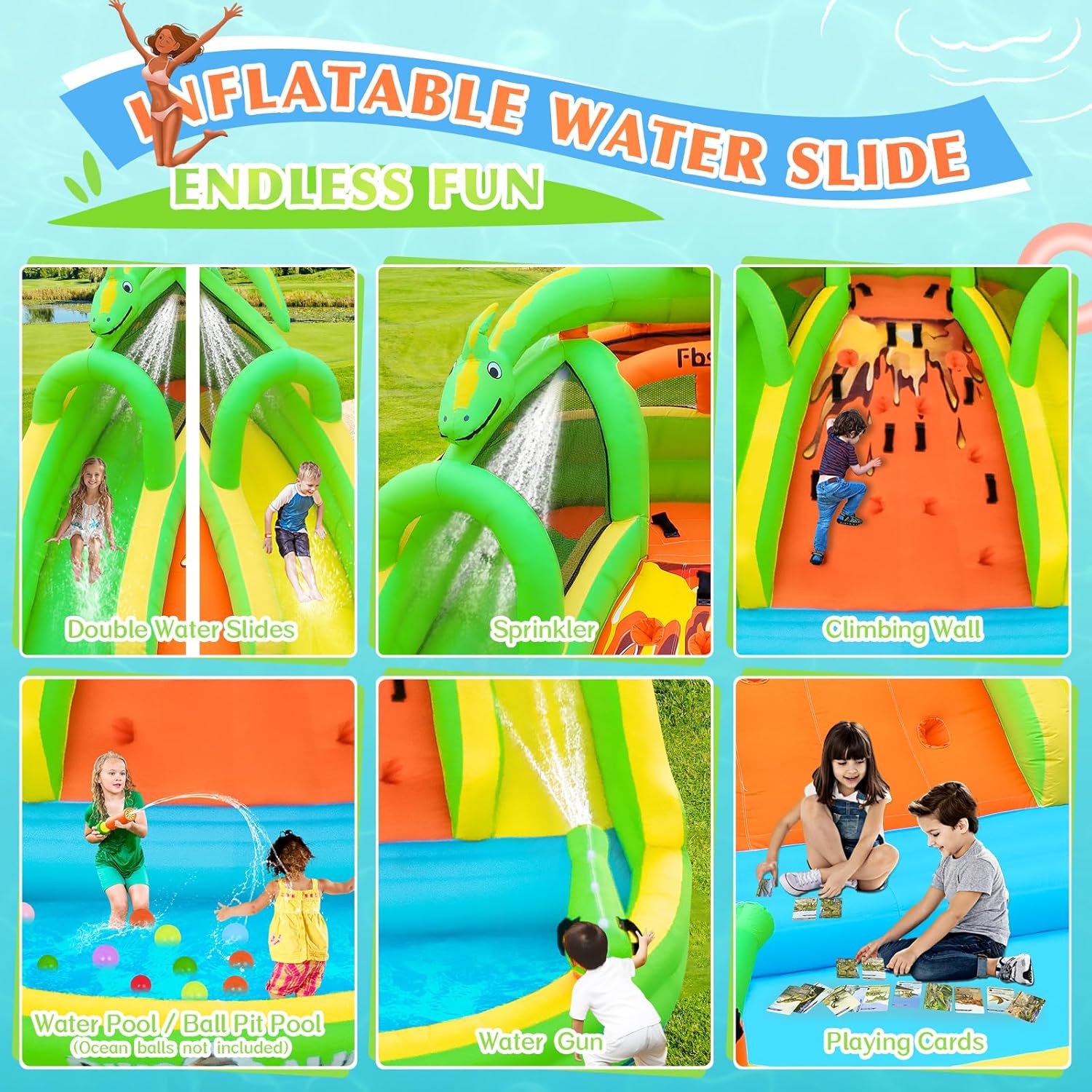 Kids Inflatable Bounce House w - Kids Outdoor Water 评论和价格