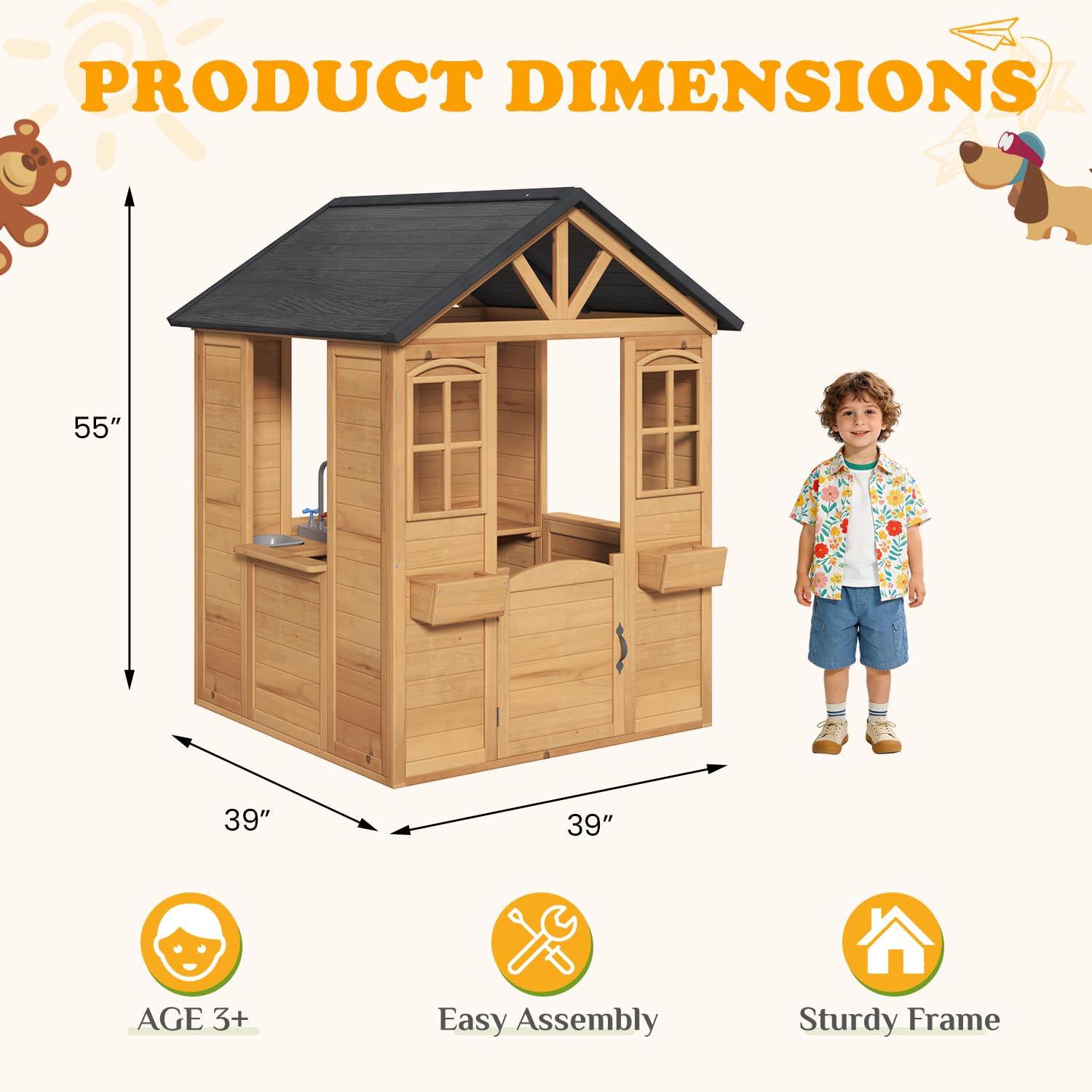 Wooden Kids Playhouse Outdoor  - Kids Outdoor Kitchen 评论和价格