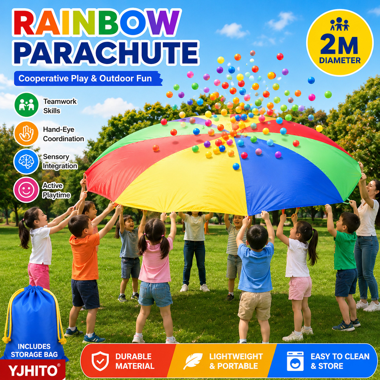 Children Rainbow Parachute Sen - Kids Outdoor Umbrella 评论和价格