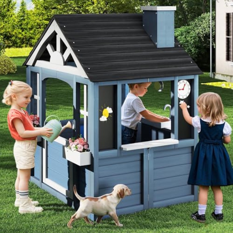 Outdoor playhouse for kids ced - Kids Outdoor Kitchen 评论和价格