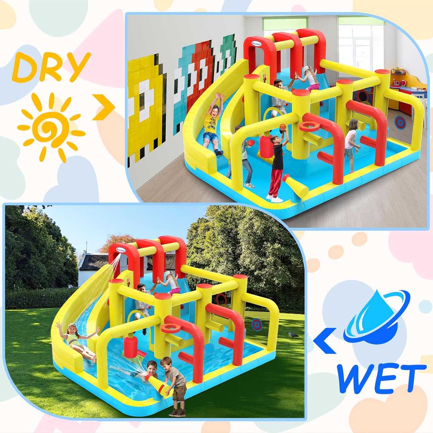 Kids Inflatable Water Slide Bo - Kids Outdoor Basketball Hoop 评论和价格