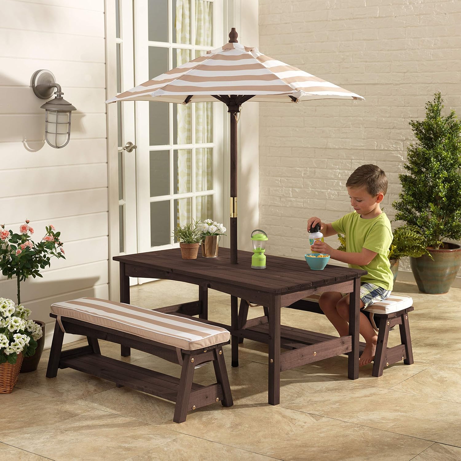 Outdoor Wooden Table & Bench S - Kids Outdoor Umbrella 评论和价格