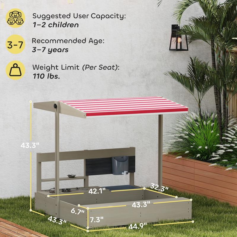 Outsunny Kids Sandbox with Hei - Kids Outdoor Kitchen 评论和价格