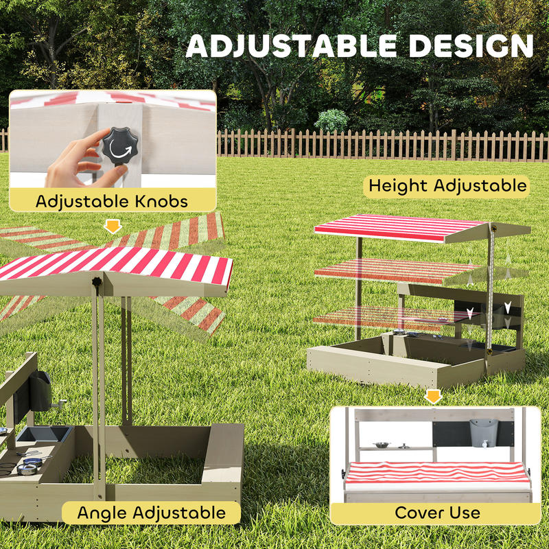 Outsunny Kids Sandbox with Hei - Kids Outdoor Kitchen 评论和价格