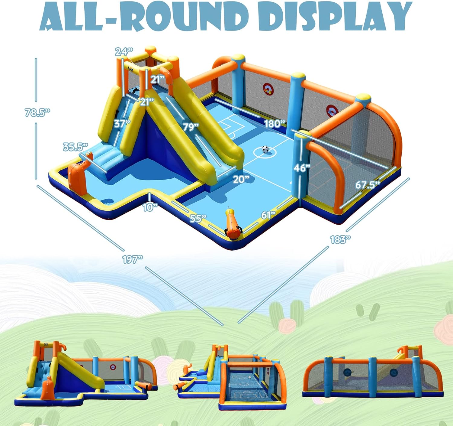 Inflatable Water Slide, Dual C - Kids Outdoor Water 评论和价格