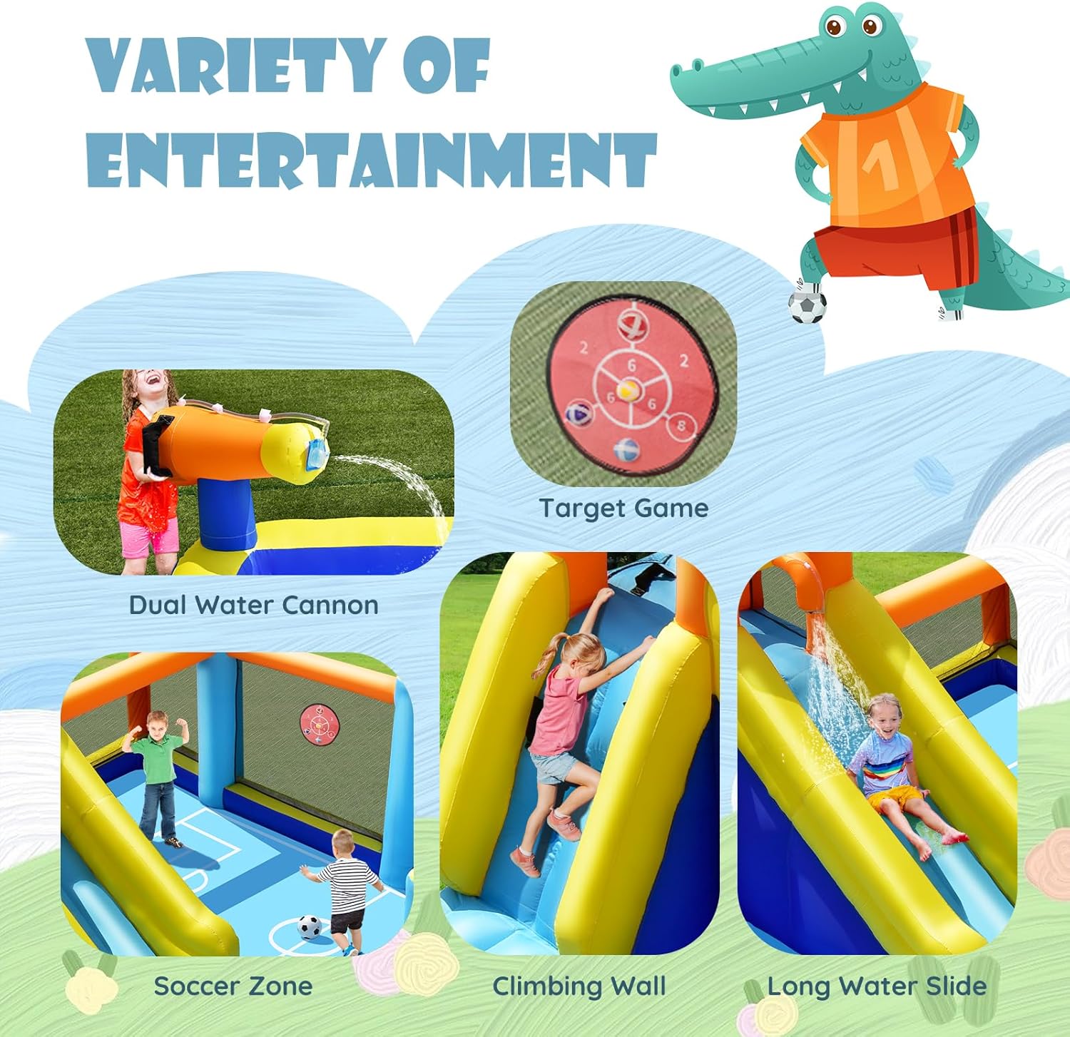 Inflatable Water Slide, Dual C - Kids Outdoor Water 评论和价格