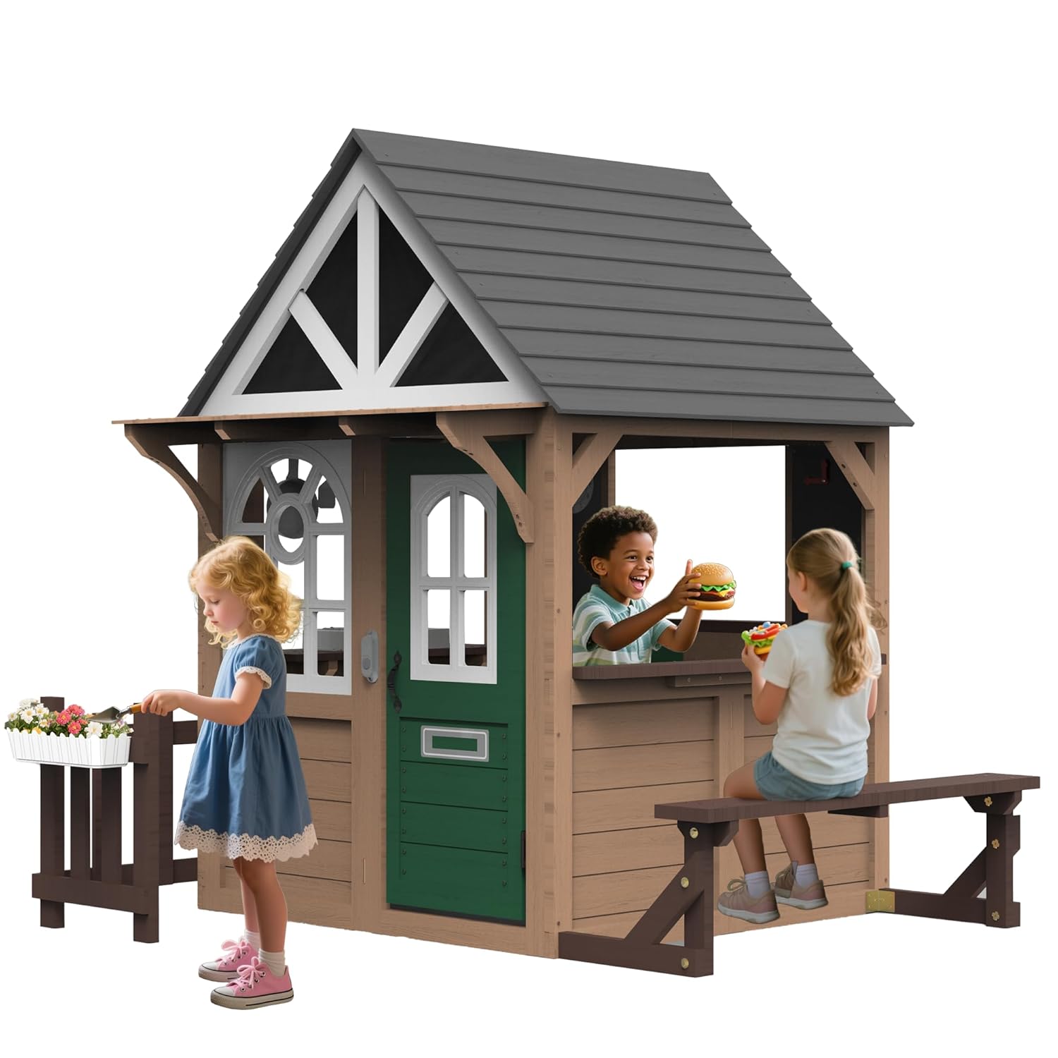 Outdoor Play House for Kids, F - Kids Outdoor Kitchen 评论和价格