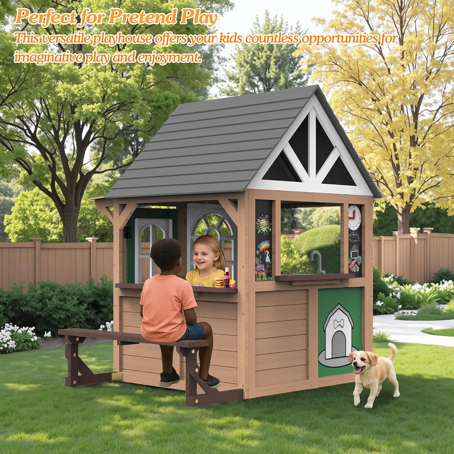Outdoor Play House for Kids, F - Kids Outdoor Kitchen 评论和价格