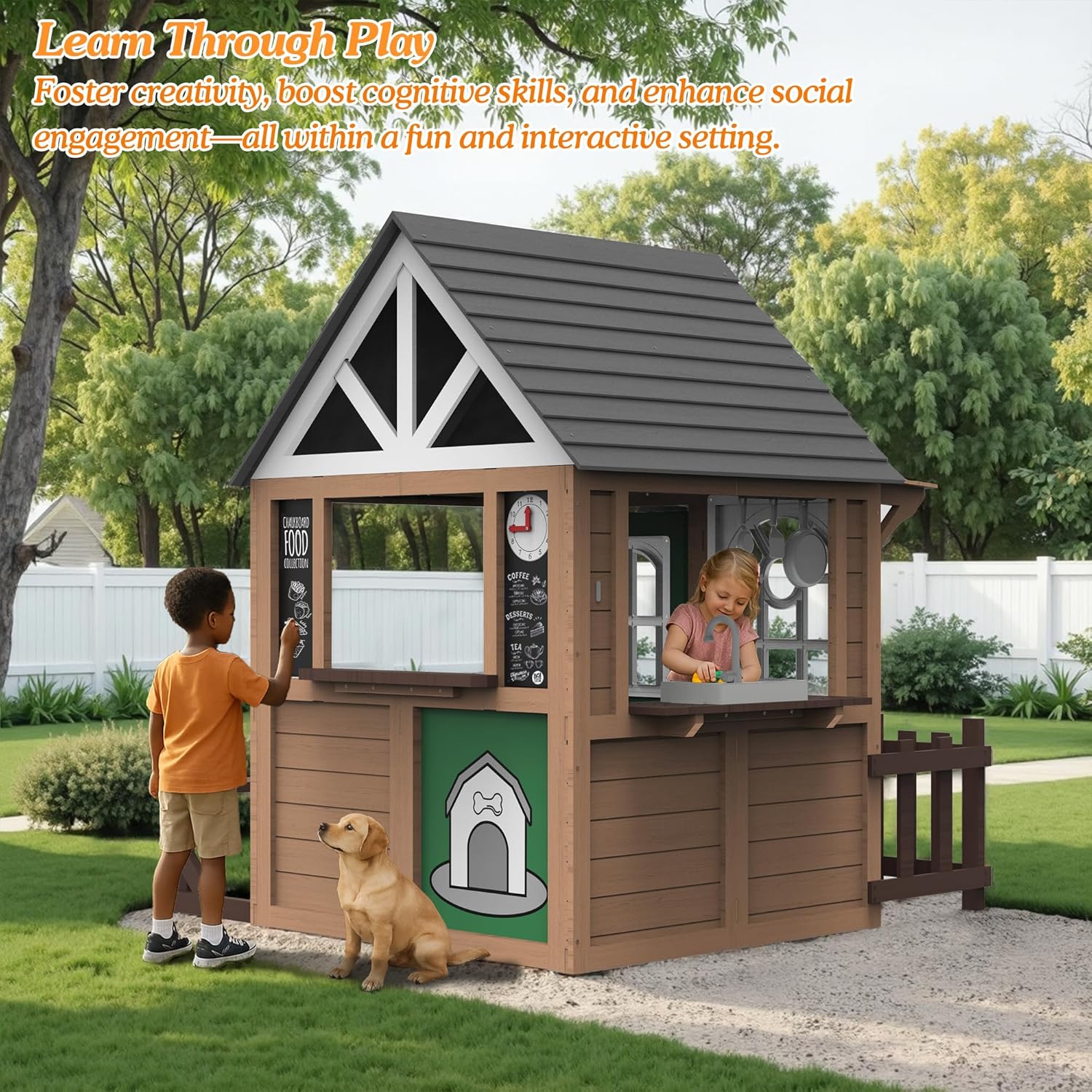 Outdoor Play House for Kids, F - Kids Outdoor Kitchen 评论和价格