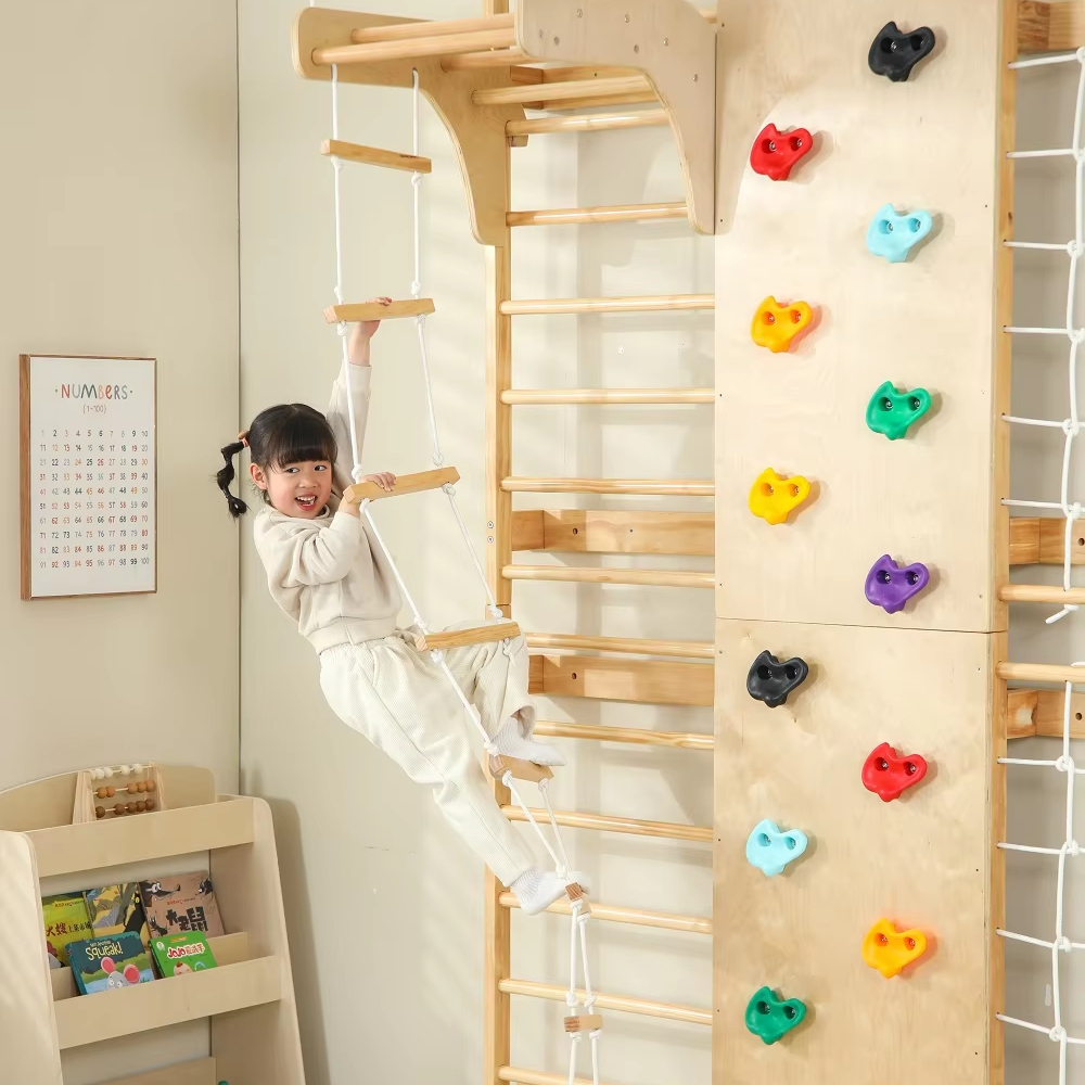 In Stock Indoor Monkey Bars Ki - Kids Outdoor Wooden Climbing Frame 评论和价格